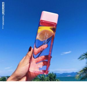 orhagag מוצרים לבית 500ML Cute New Square Tea Milk Fruit Water Cup for Water Bottles drink with Rope Transparent Sport Korean style Heat resistant